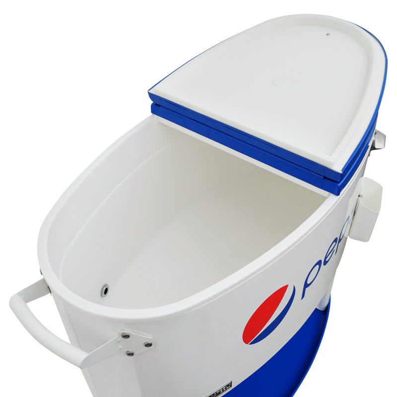Glacière extérieure pour patio à roulettes 80 qt Pepsi, Blanc