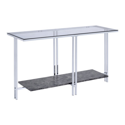 Table de canapé, chrome et verre