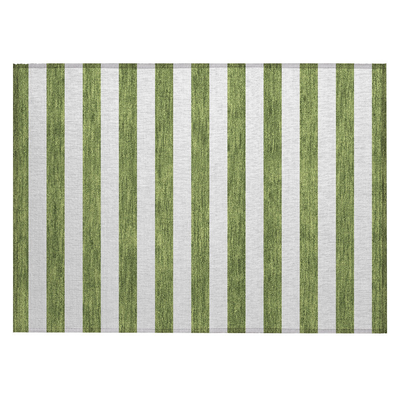 Washable Striped Indoor / Outdoor Rug, Rectangle 1'8" x 2'6"