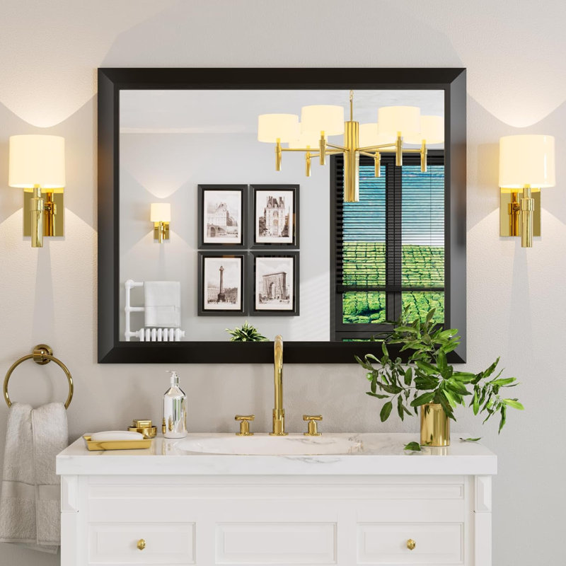 Lunara Belveled Edged Accent Rectangular Bathroom Wall Mirror with Tempered Glass & Rust-proof Aluminimn Framed, 40" x 32"