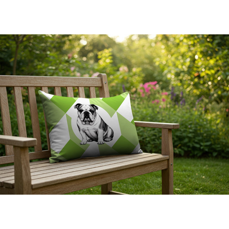 Oreiller réversible intérieur / extérieur Bulldog, 20 po x 14 po, Vert printanier