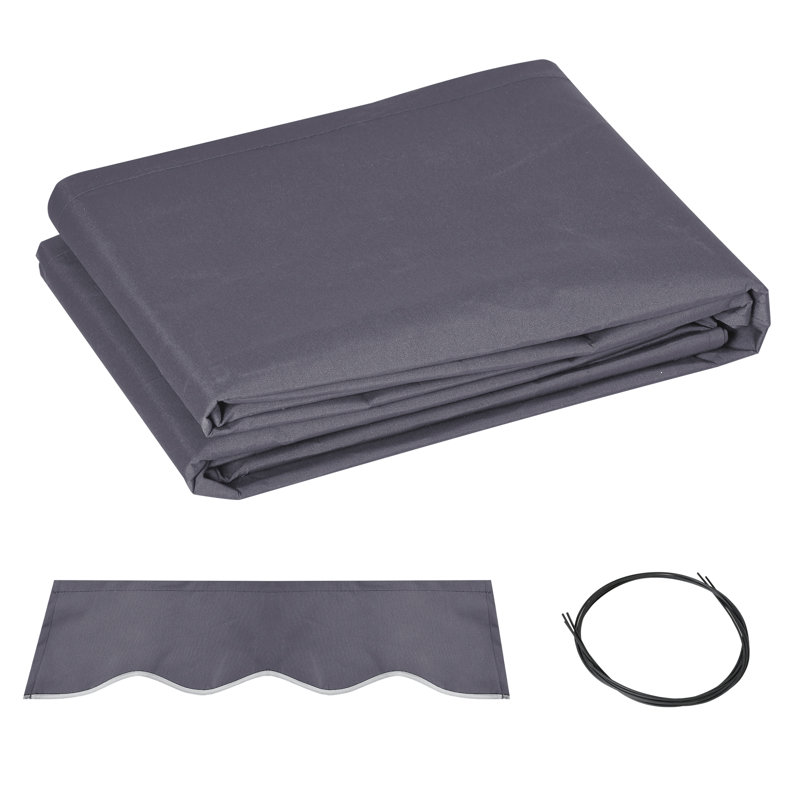 Auvent d'extérieur de remplacement en tissu 9 pi x 8 pi auvent rétractable, H 9,1 po x l 136,6 po x P 94,5 po, Gris