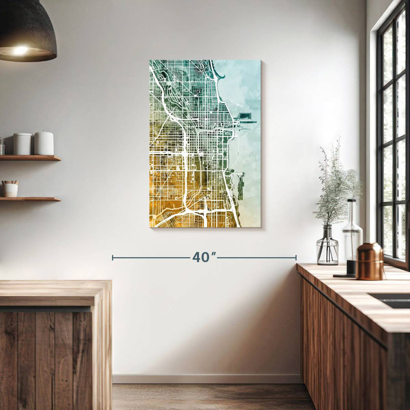 Chicago City Street Map VI, H 36 po x l 24 po
