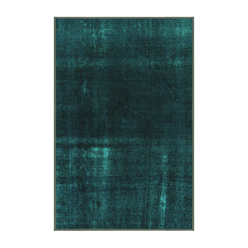 Tapis en laine / polyester tissé à la machine Daevian, Rectangle 7 pi x 9 pi