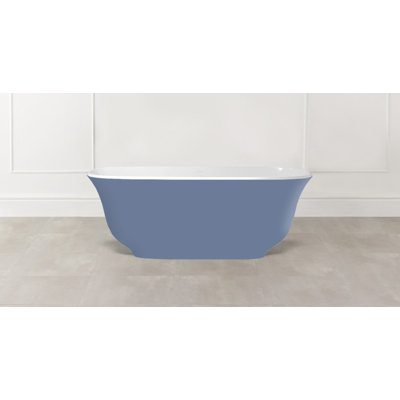 Amiata Painted 64-3/4" x 31-1/2" Freestanding Soaking Bathtub in Volcanic Limestone with Overflow Hole