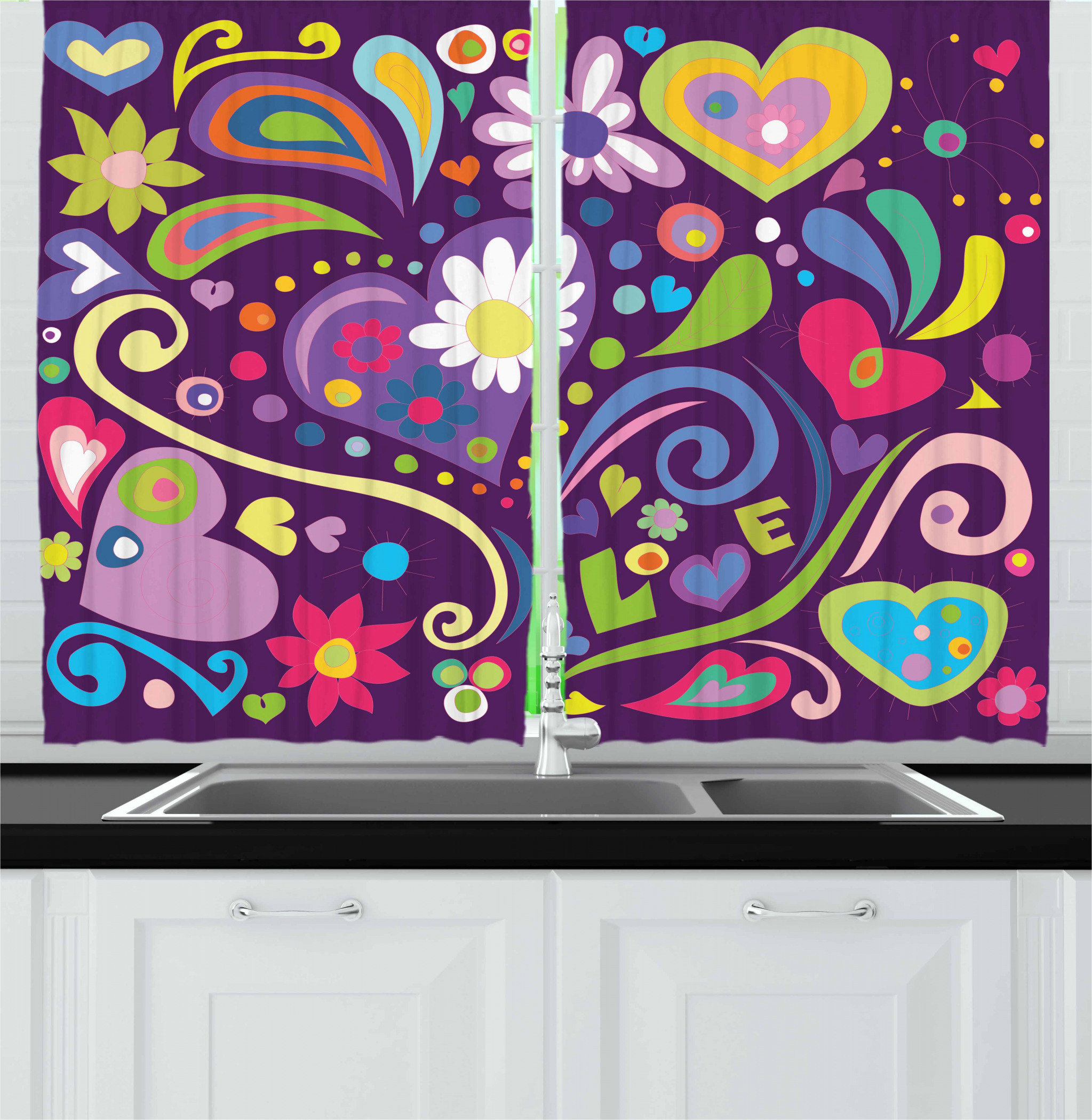 East Urban Home Pointed 55'' W Kitchen Curtain in Wayfair