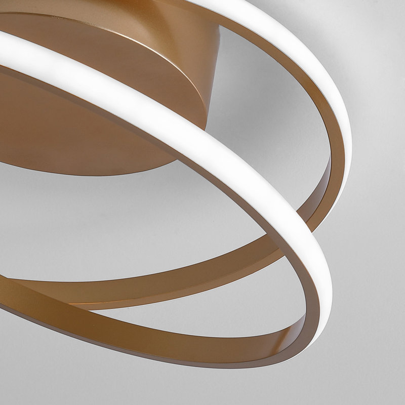 Caroljean 1 - Light 18.11'' Unique/Statement Modern Linear Dimmable White Light LED Flush Mount, Gold