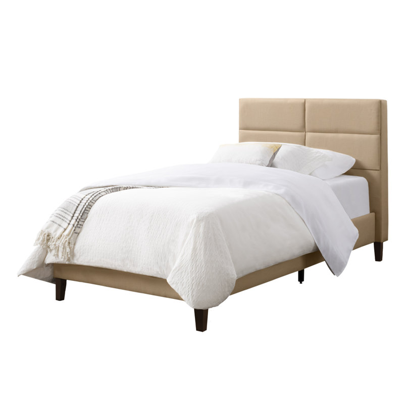 Upholstered Platform Bed, Twin/Single, Cream