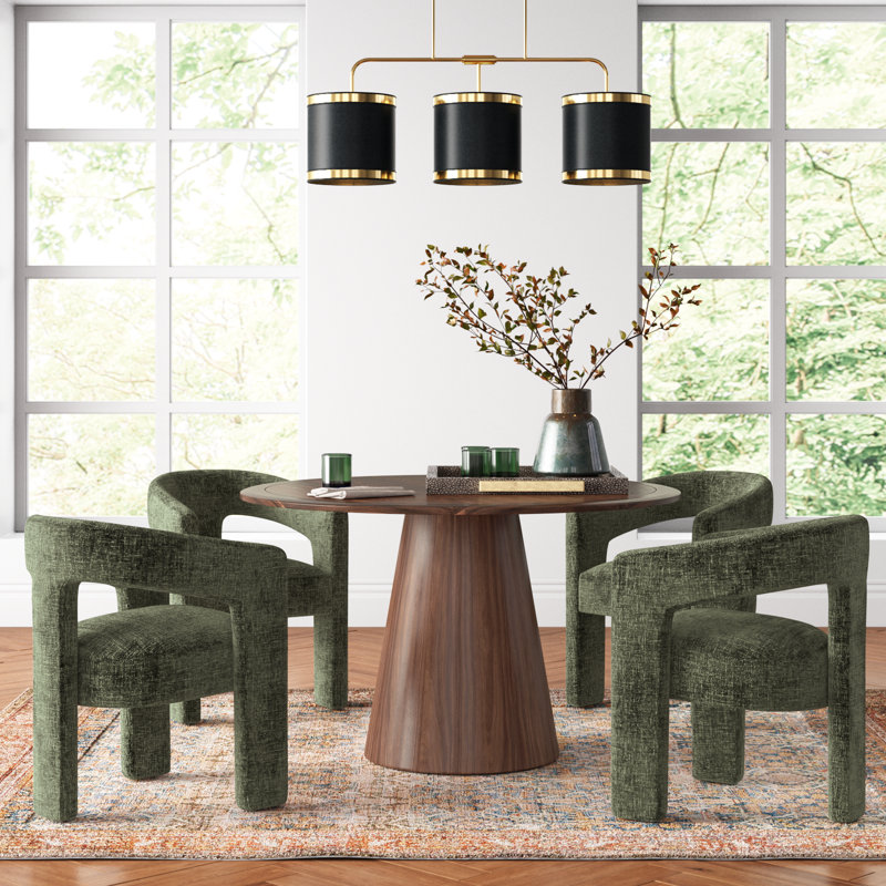 Darlington 5-Piece Dining Set, Gwen Forest Microsuede, Walnut