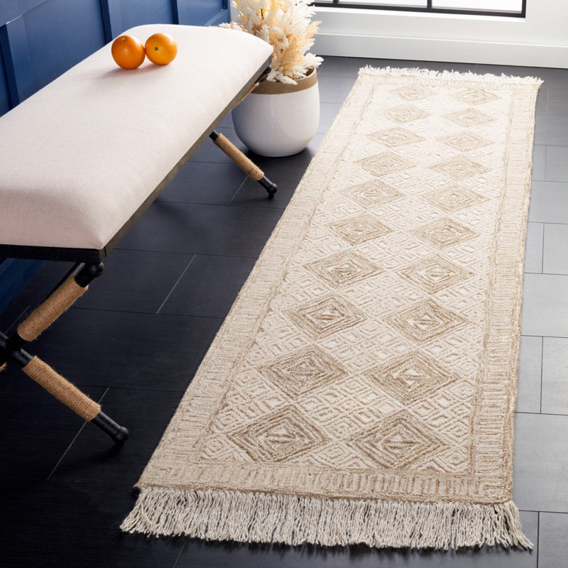 Tapis ivoire / sauge Hilley 803, Tapis de couloir 2 pi 3 po x 8 pi