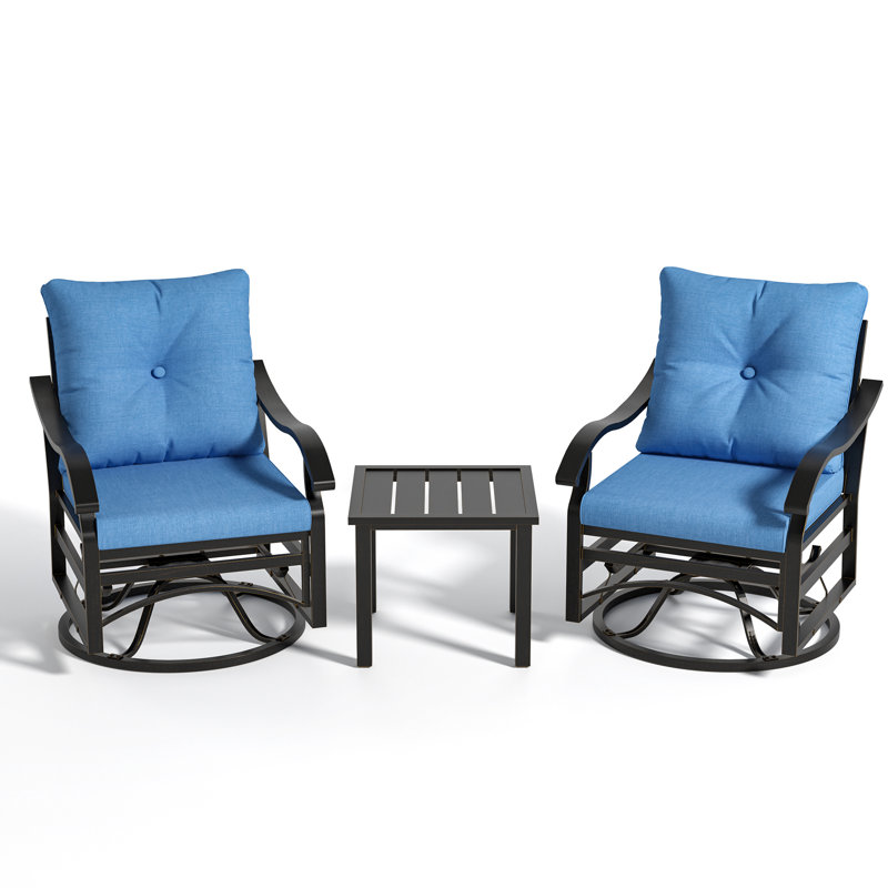 2 - Person Rocking and Swivelling Patio Seating Group With Cushions, Navy