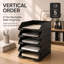 Ensemble de 5 plateaux de rangement empilables pour bureau, en silicone HIPS résistant, format lettre, au design minimaliste et moderne. Ensemble de rangement noir pour documents, idéal pour le bureau à domicile et l'espace de travail.
