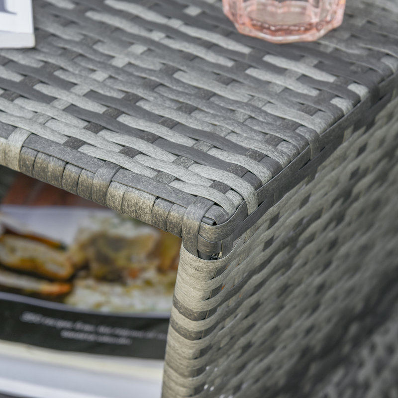Table d'appoint en osier de rotin avec trou pour parasol Bela,  Mélange de gris