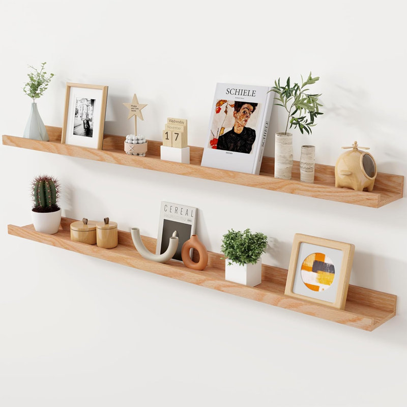 Oak Floating Shelves 48 Inch Picture Ledge Shelf Set Of 2