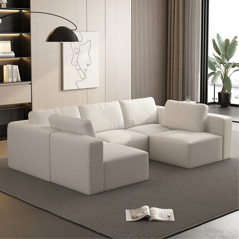 104,32 * 70,86 Canapé-lit modulaire modulaire, canapé modulaire avec méridienne et repose-pieds, ensemble modulaire convertible en forme de U. Éponge compressée (Combo 3A + 2B)