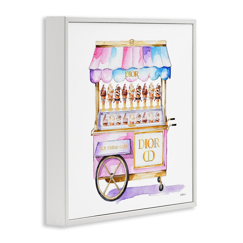 Giclée pastel Glam Ice Cream, design par Amanda Greenwood, H 24 po x l 24 po, Estampe numérique encadrée blanc bord de mer
