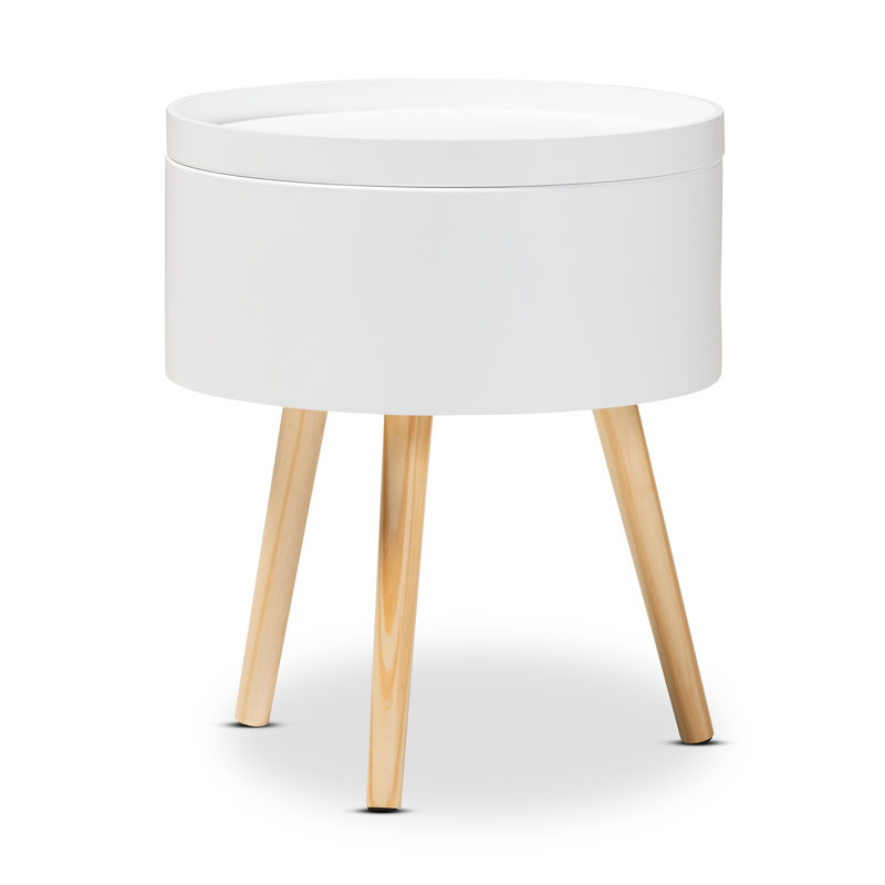 Solid + Manufactured Wood Bedside Table, White