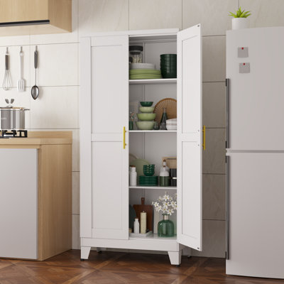 GEITIN 61"H Metal Kitchen Storage Cabinet Pantry Storage Cabinets With 2 Door And 3 Adjustable Shelves by Ebern Designs