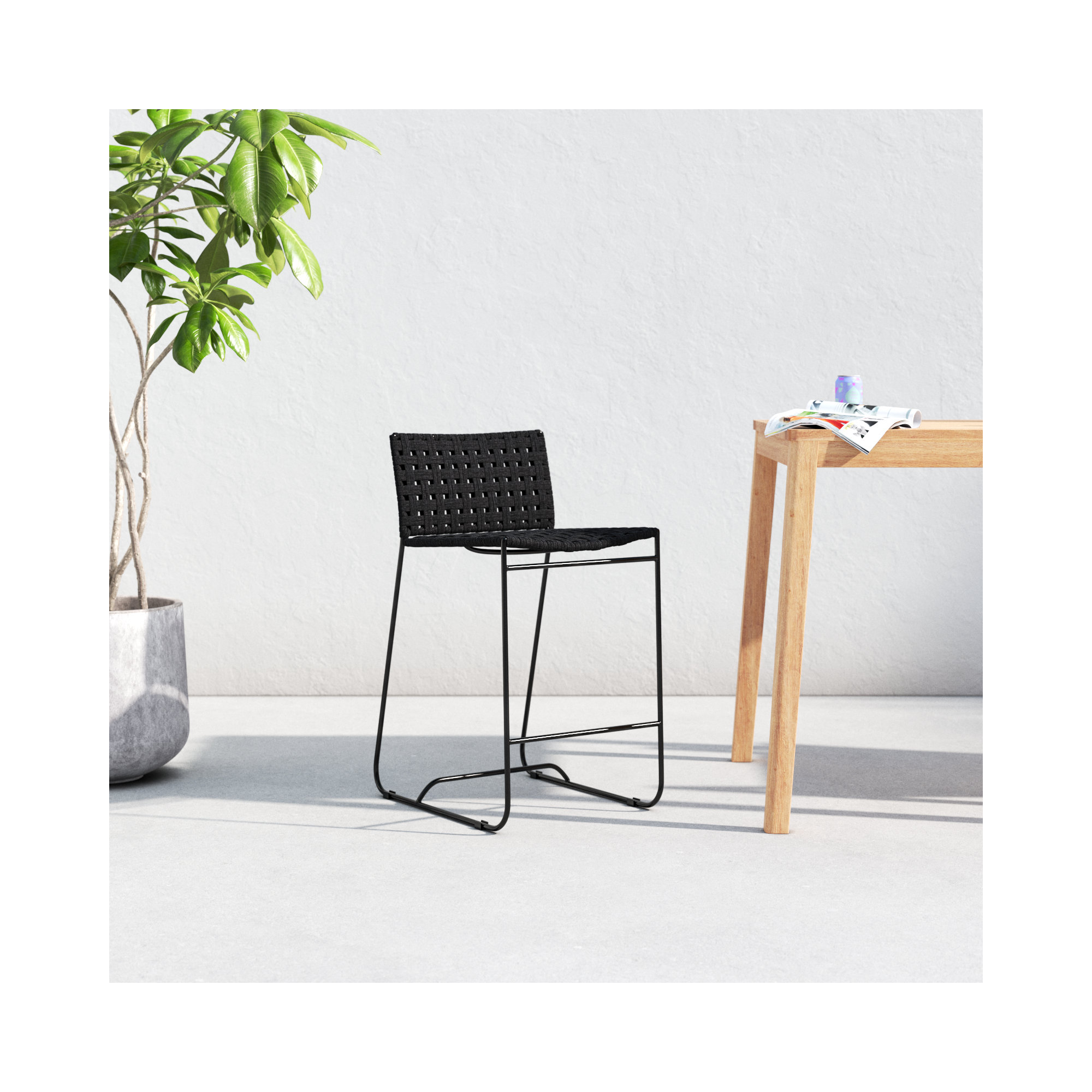 Ferney 34'' Rope Outdoor Bar Stool