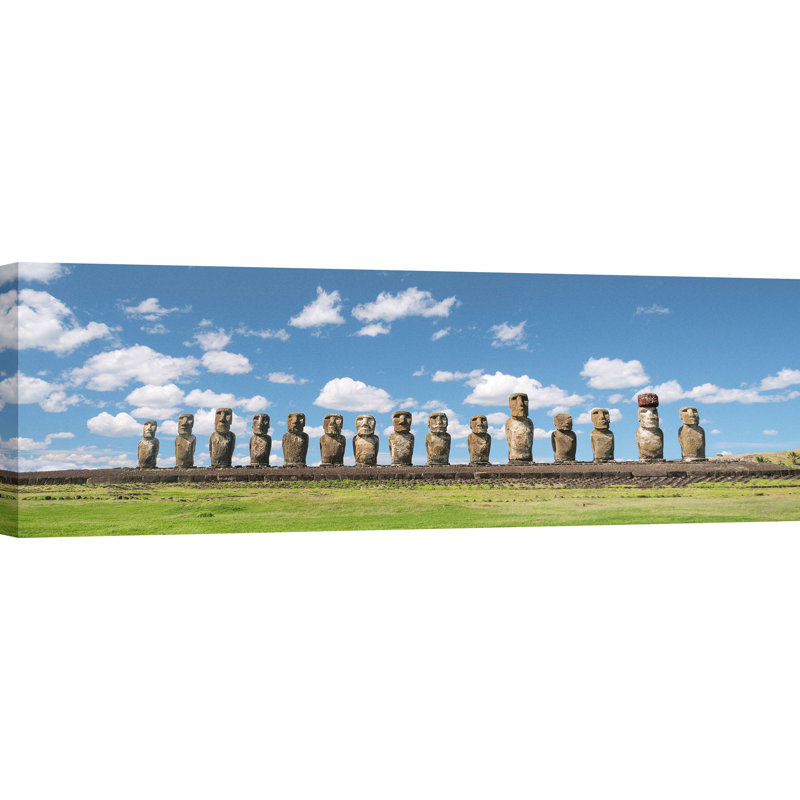Moai Statues In Rapa Nui, Chile by Pangea Images - Wrapped Canvas Print, 40cm H x 120cm W x 4cm D