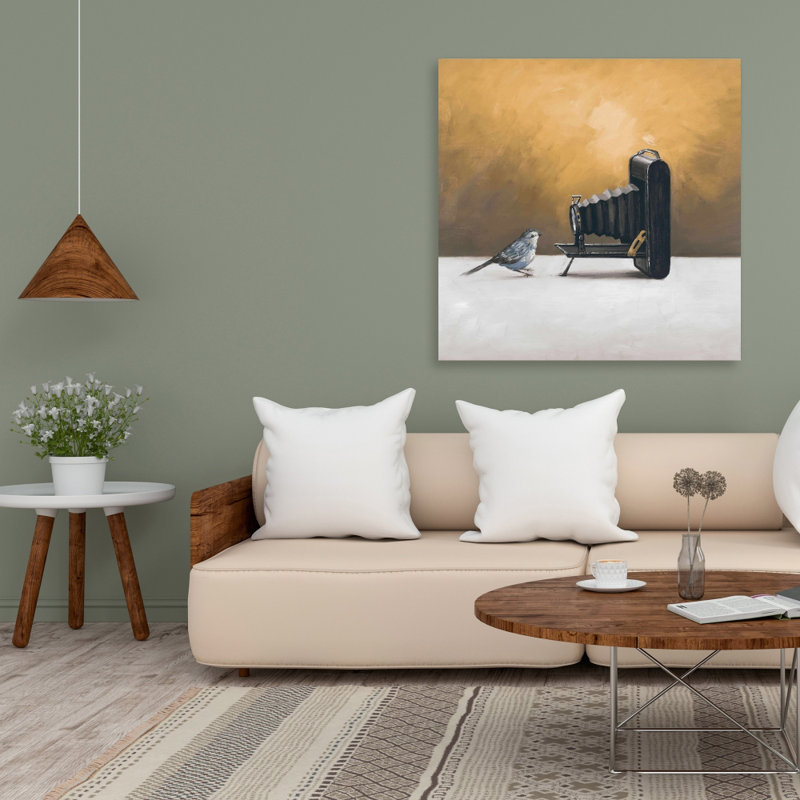 Old camera with bird - Animals Object canvas for home decor