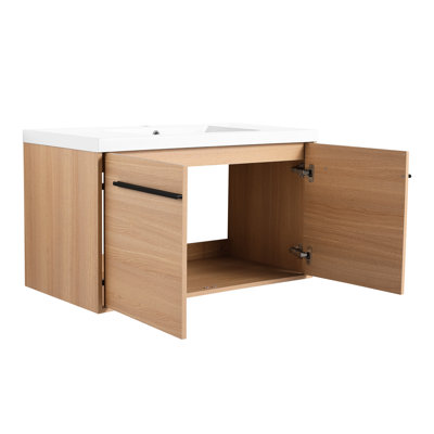 Meuble-lavabo 36 po en chêne avec lavabo en résine