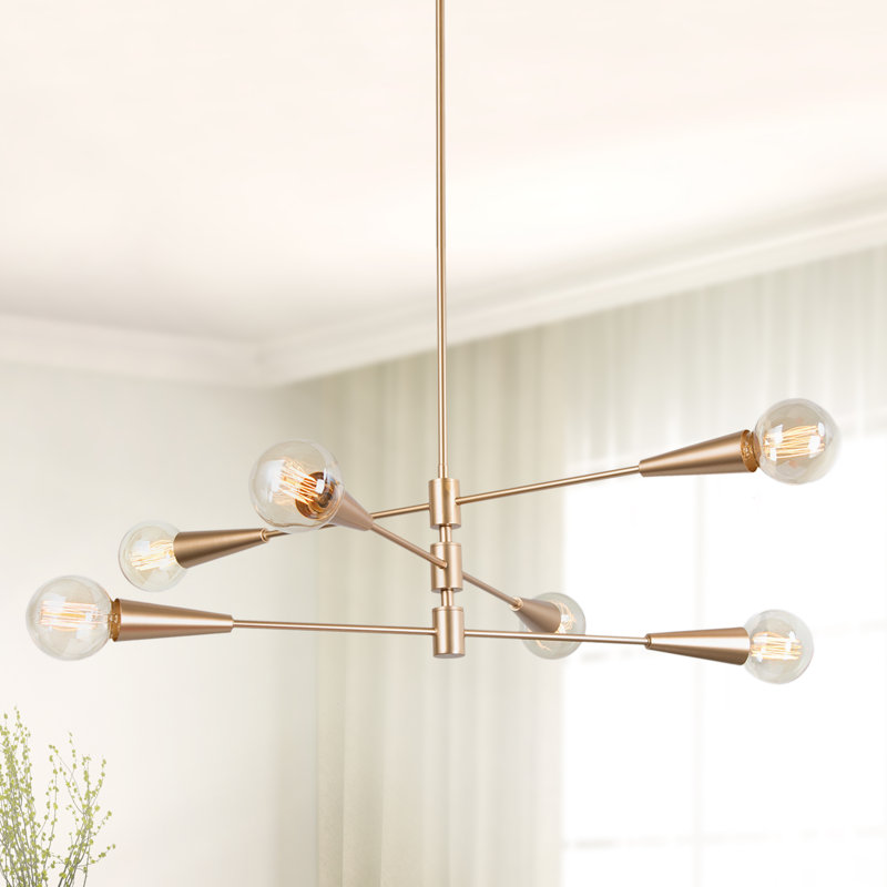 Lustre réglable 6 lumières Mid-Century moderne Spoutnik