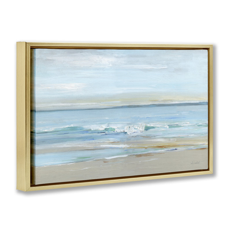 «Restless Beach Waves Abstraction», Cadre flottant gris lustré, H 17 po x l 25 po