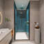 Porte de douche à poignée pivotante en acier inoxydable - Ajustement en verre trempé noir de 1/4 po pour salle de bain-121157419