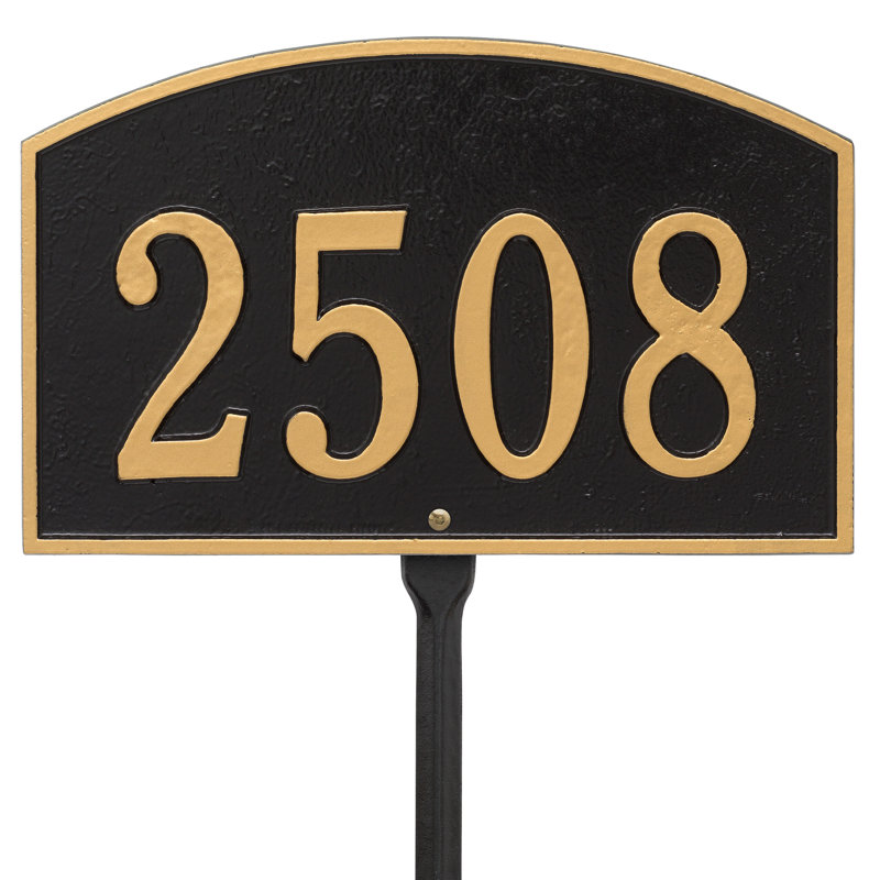 Plaque d'adresse pour pelouse Legacy, Noir/or, Oui