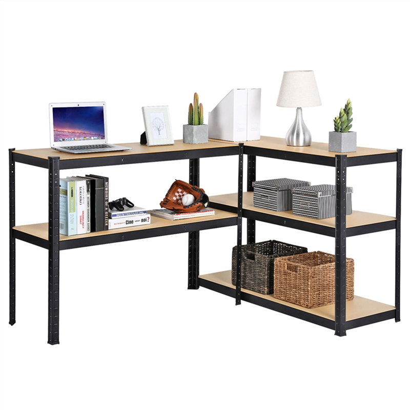 180cm 4 Shelf Shelving Unit, 180cm H x 120cm W x 45cm D, Black/Brown