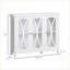 Buffet Buffet | Panneau de fibres à densité moyenne blanc, 3 portes en verre trempé, tablettes réglables | Motif d'arc