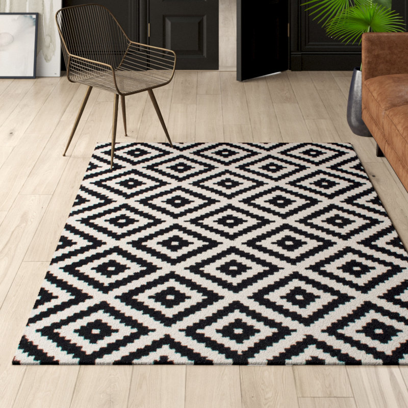 Drubin Geometric Wool Hand Woven Area Rug, Rectangle 122 x 183cm