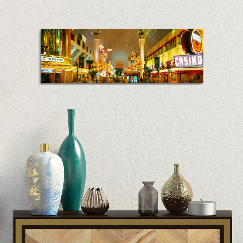USA, Nevada, Las Vegas, Night - Wrapped Canvas Panoramic Print, 30.48 cm H x 91.44 cm W x 1.91 cm D