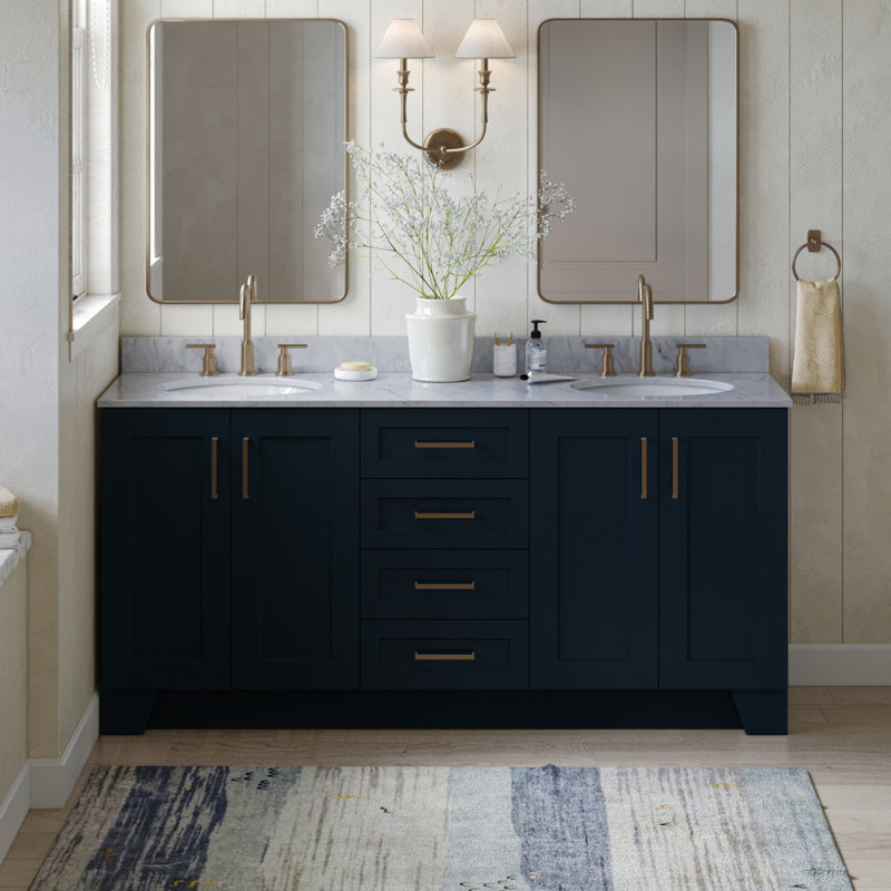 72" Double Bathroom Vanity Base Only, Midnight Blue
