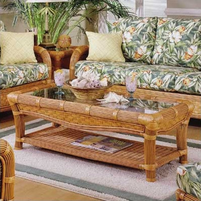Rectangular Glass Outdoor Coffee Table , 52 " W 25 " D