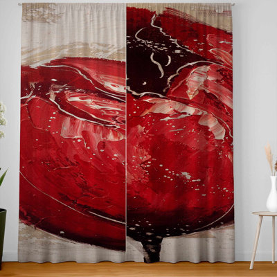 Two Red Tulips Blackout Window Curtain Pair | Home Decor