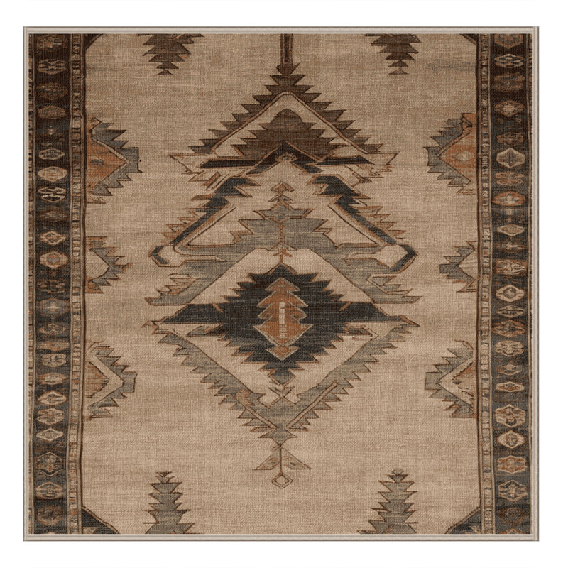 Machine Washable Persian Brown Area Rug, Square 3'