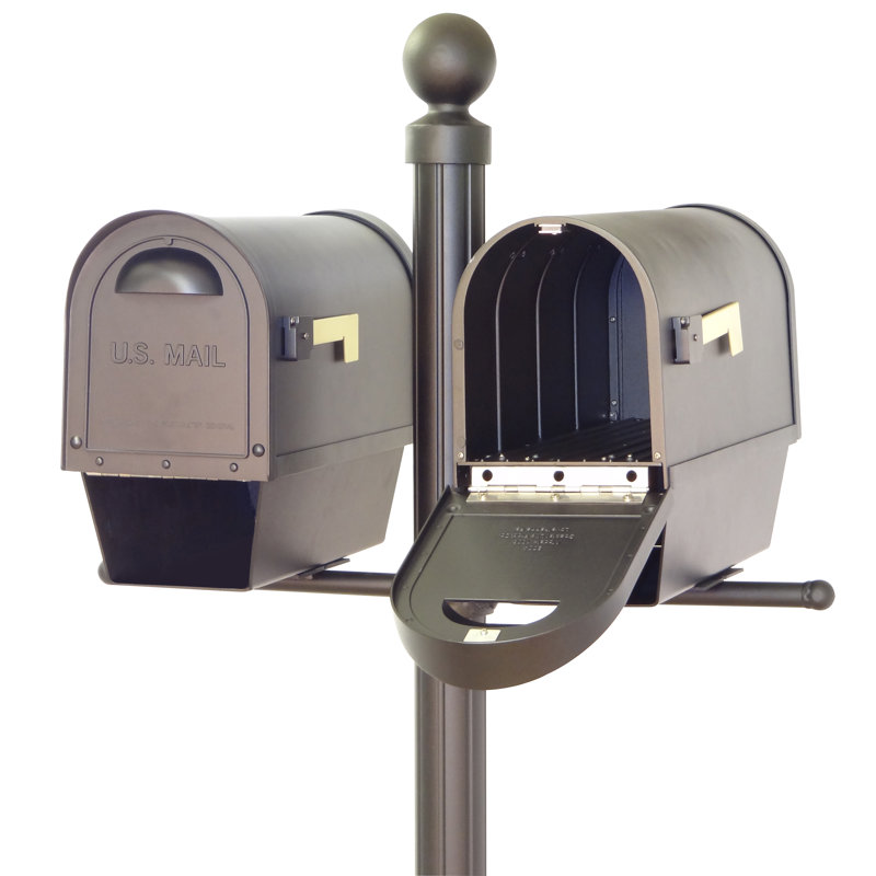 Classic Aluminum Post Mounted Mailbox with Magnetic Closure