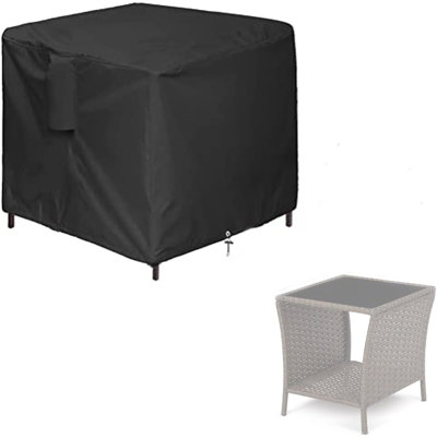 Waterproof Outdoor Wicker Side Table Cover, Square Protective Cover For Small Rattan Patio, Balcony, And Coffee End Tables