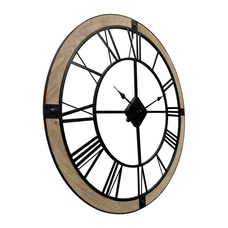 Marinela Round Wood Modern Farmhouse Wall Clock
