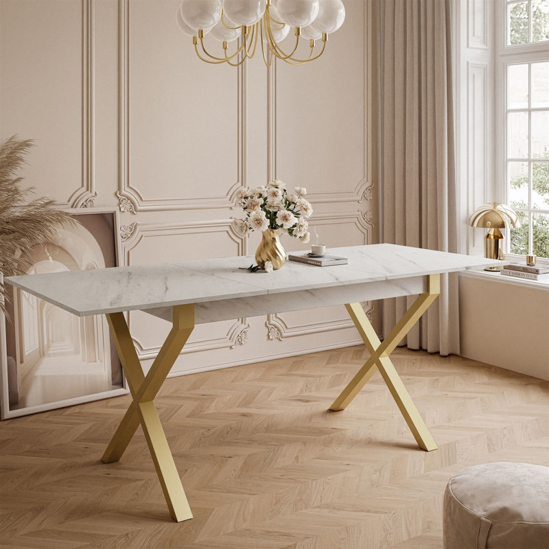 Courtnay Extendable table 140 cm, "X" legs, Levanto Marble