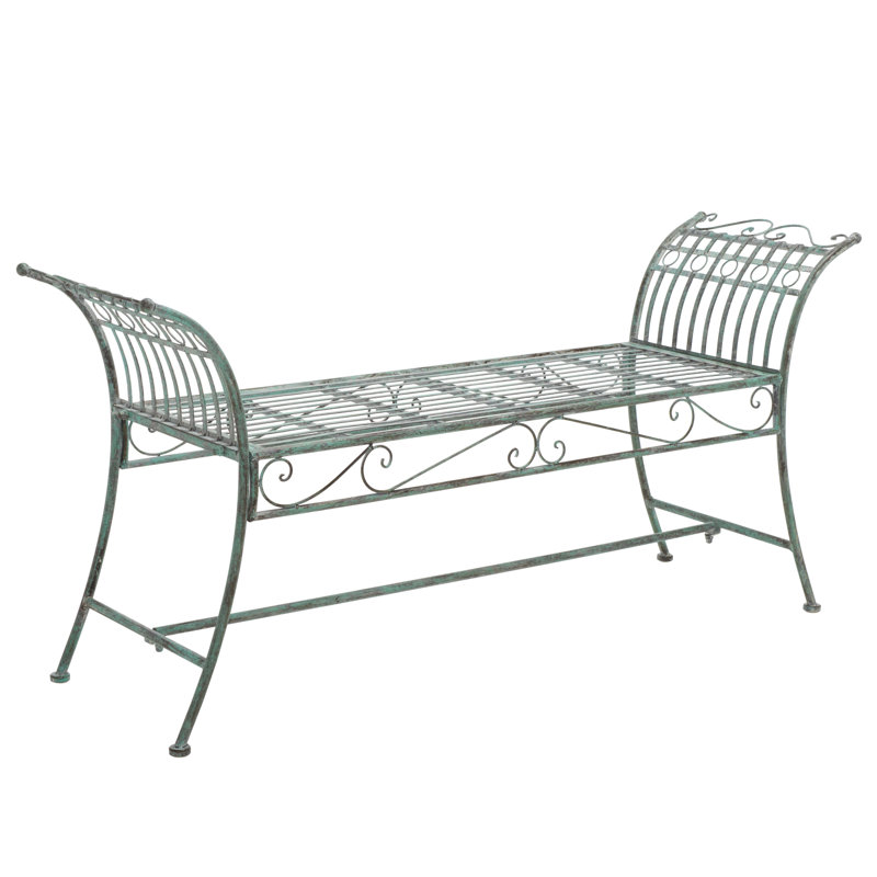 Banc de jardin en métal Kyel, Vert antique