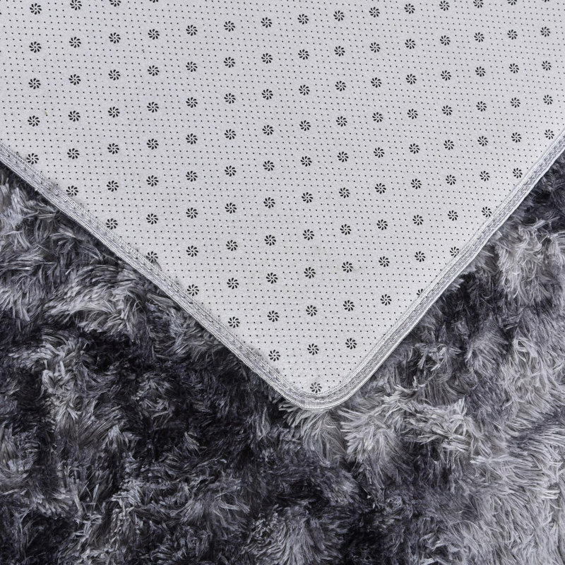 Tapis gris à poils longs Christianne, Carré 5 pi