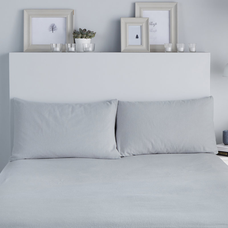 Brushed Bedding 100% Cotton Housewife Pillow Case, Silver