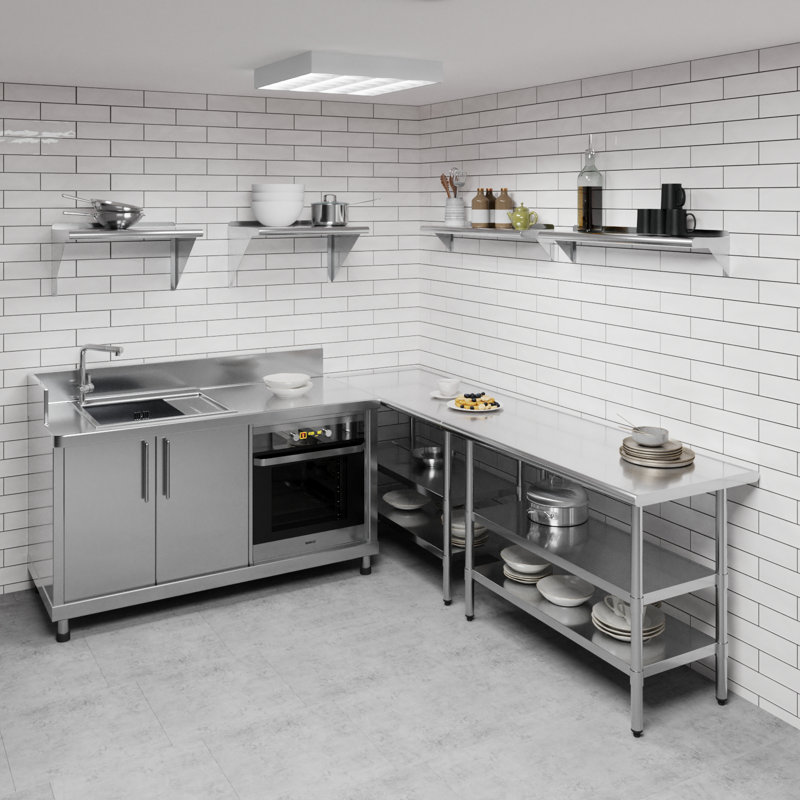 36-Inch Stainless Steel Wall Shelf with Brackets
