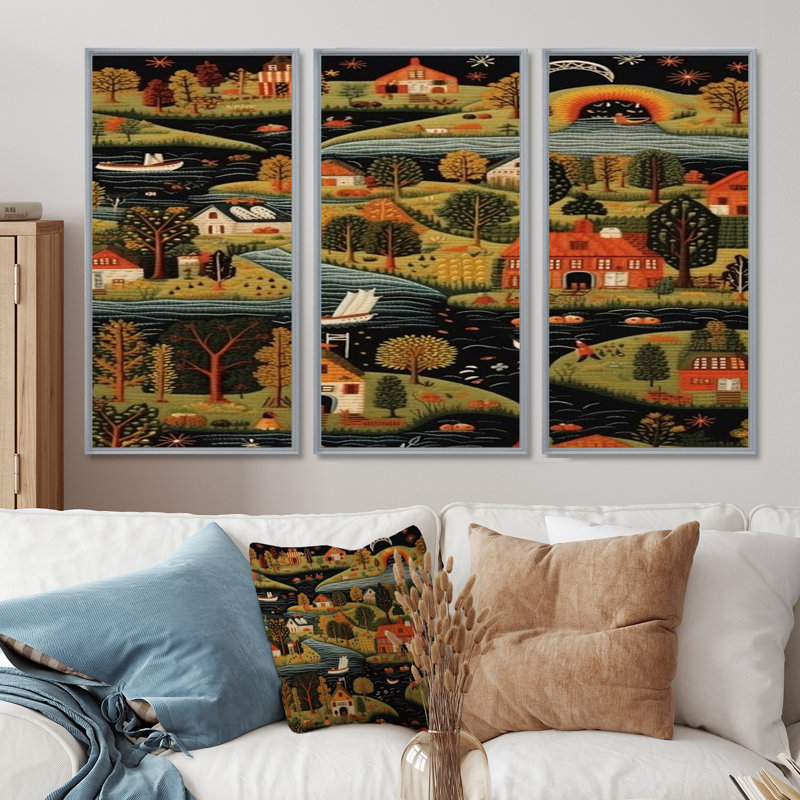 Meryem - River Wall Art Set, Silver Floater Framed, 32" H x 48" W x 1" D