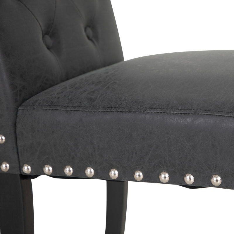 Chaise capitonnée rembourrée à dossier solide, Noir, Noir