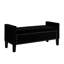 Banc de rangement avec accoudoirs à boutons - Revêtement en velours noir, bois pour le salon, grande boîte d'entrée intérieure revêtue de tissu d'ameublement en bois massif