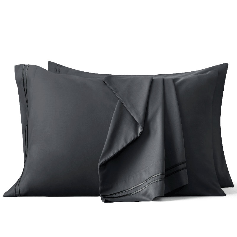Sateen Solid Colour - Set of 2, King, Dark Grey